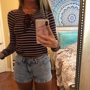 Maroon stripped long sleeve